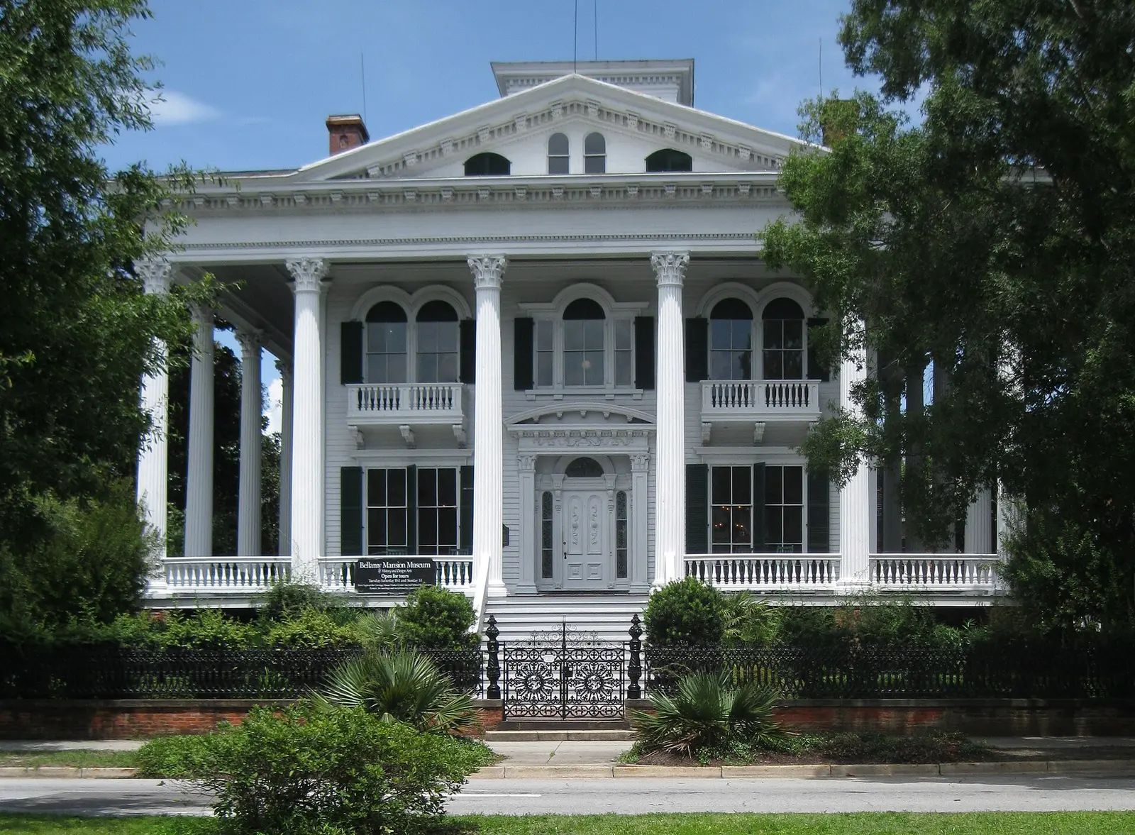 The columned front of the Bellamy Mansion Museum on Market Street in downtown Wilmington